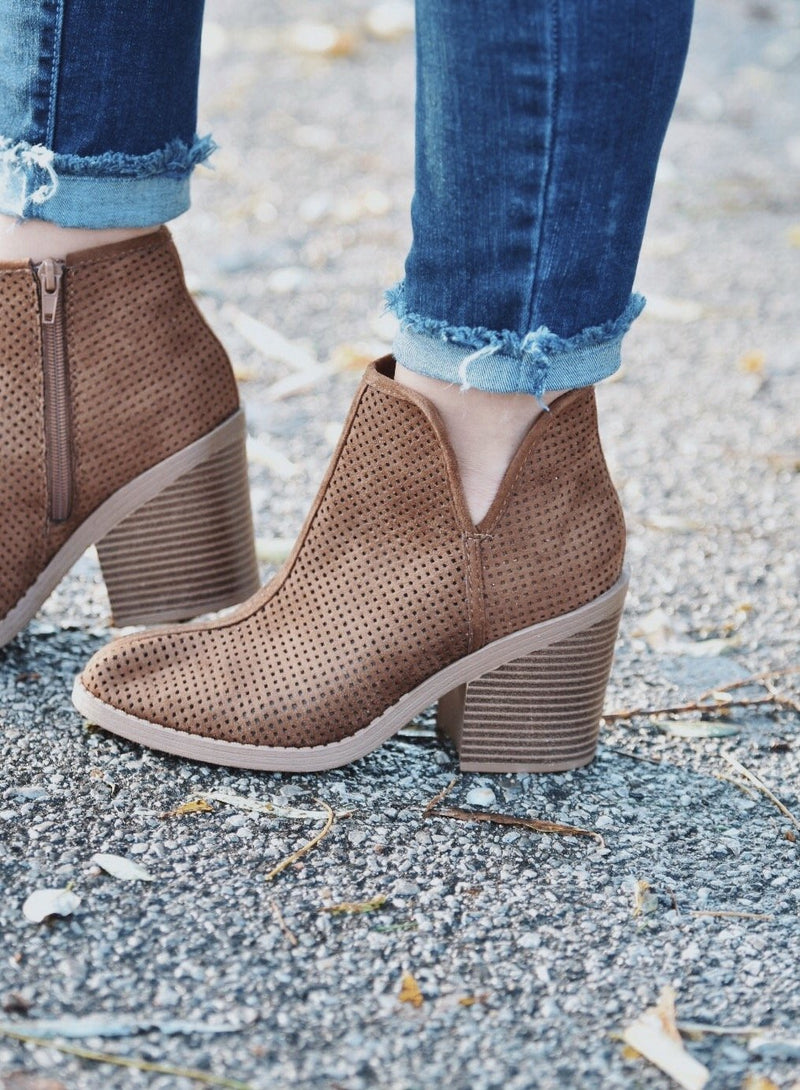 Cognac Mesh Bootie