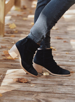 Black Suede Ankle Bootie