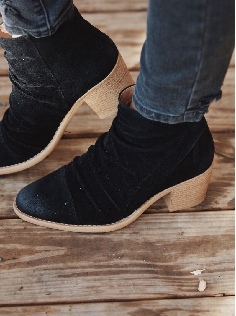 Black Suede Ankle Bootie