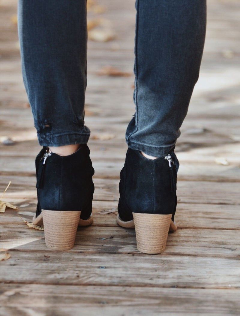 Black Suede Ankle Bootie