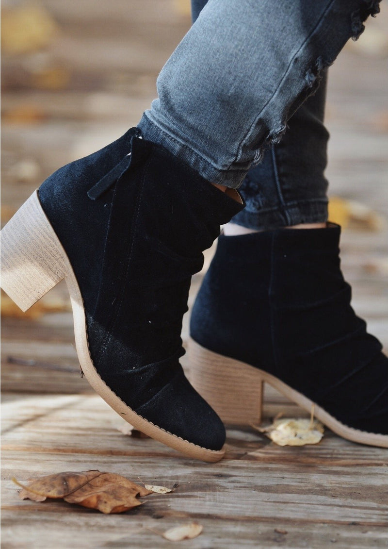 Black Suede Ankle Bootie