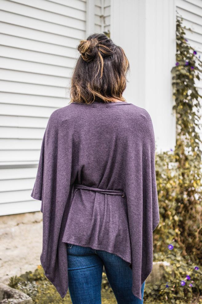 Dusty Purple Brushed Knit Poncho