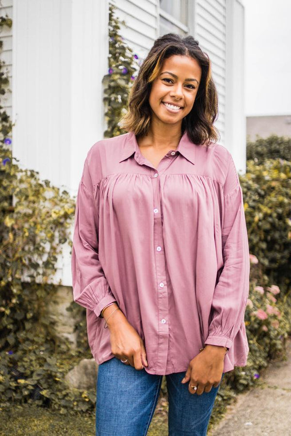 Mauve Tiered Button Down Shirt