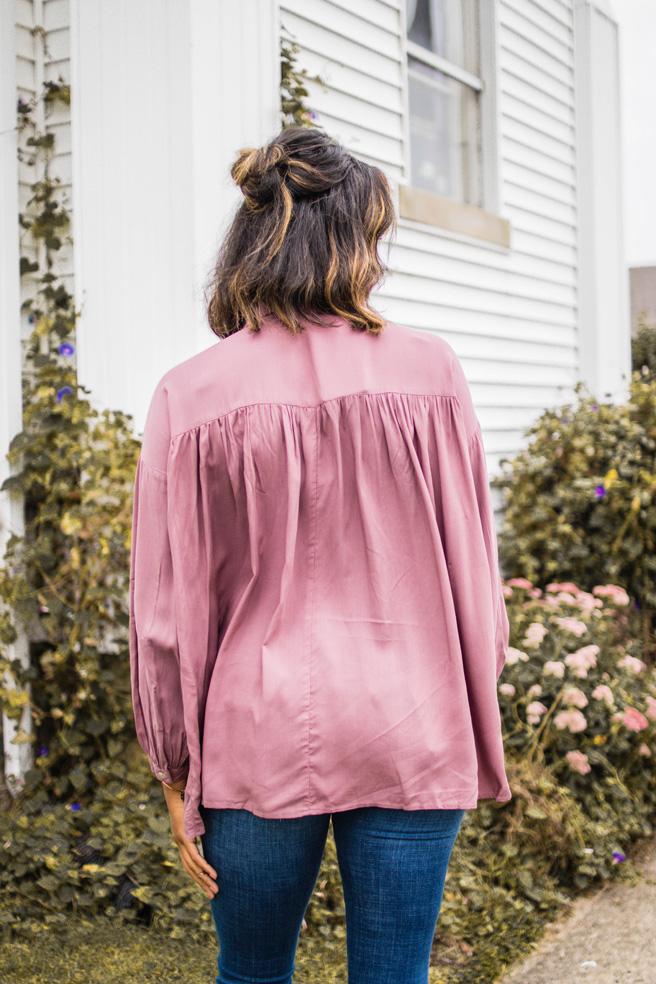 Mauve Tiered Button Down Shirt