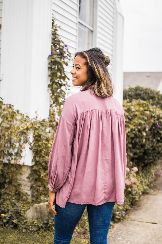 Mauve Tiered Button Down Shirt