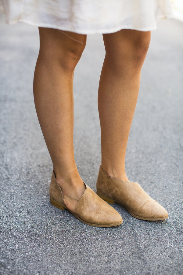 Camel Open Slip On Bootie