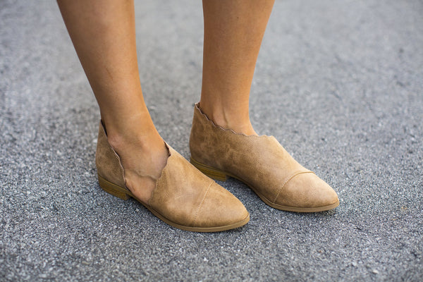 Camel Open Slip On Bootie