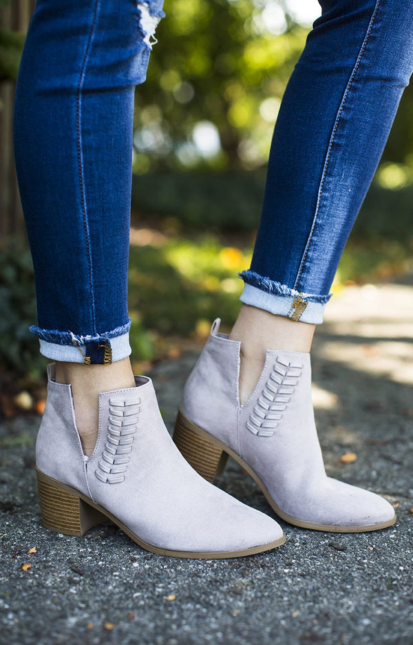 Taupe Braided Cutout Booties