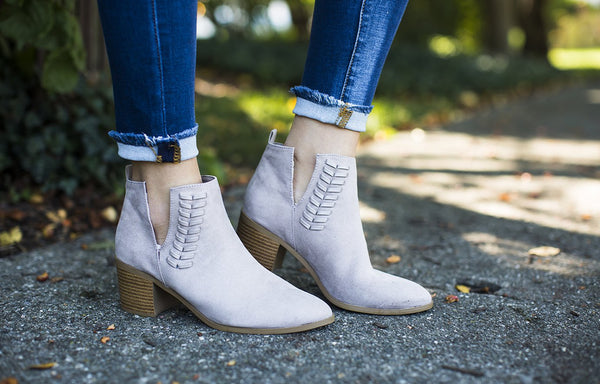 Taupe Braided Cutout Booties