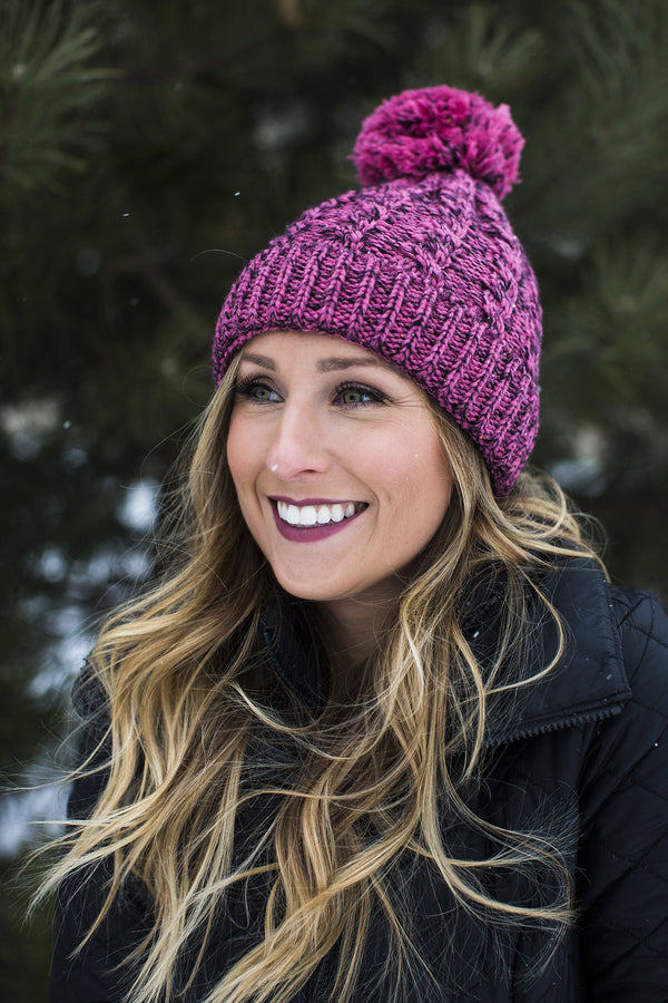 Pink Speckled Knitted Hat