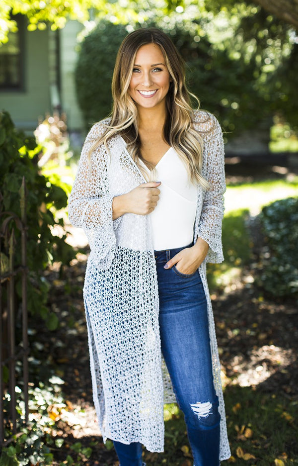 Grey Mesh Cardigan