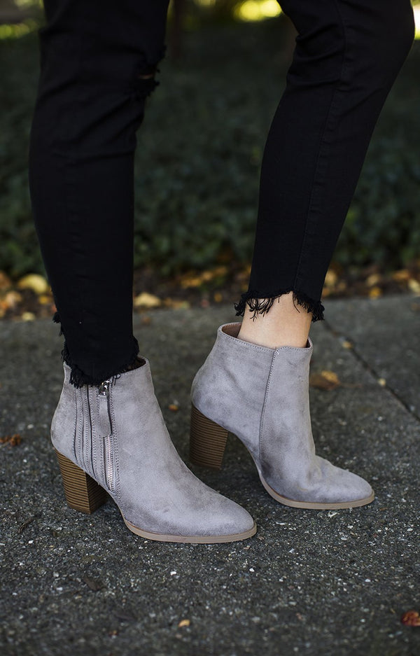 Grey Zip Up Booties