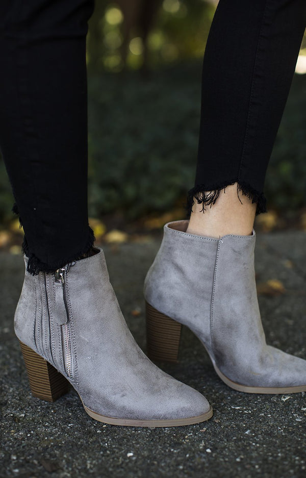 Grey Zip Up Booties