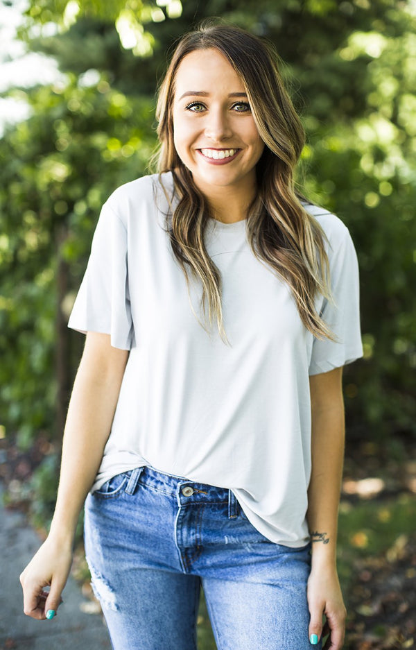 Cloud Grey Round Neck Tee