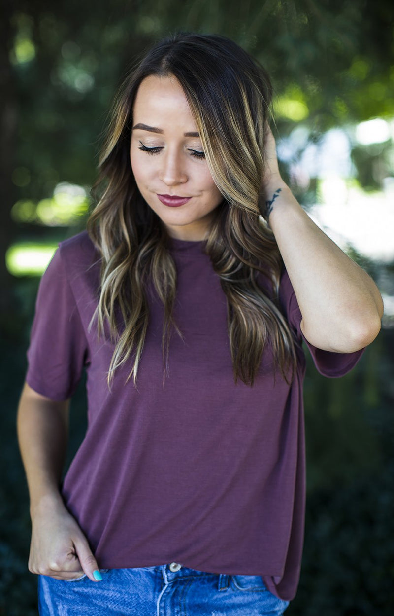 Marsala Round Neck Tee