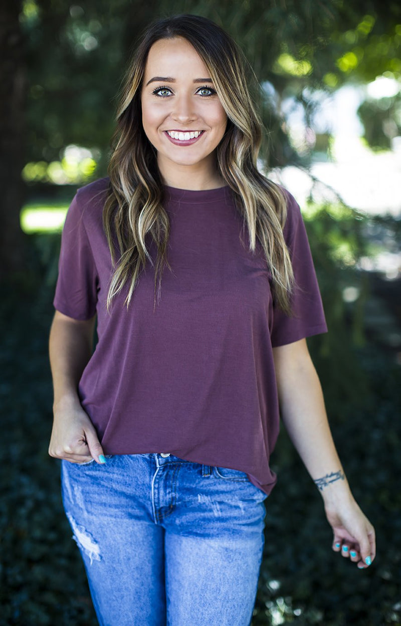 Marsala Round Neck Tee