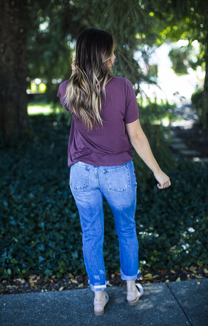 Marsala Round Neck Tee