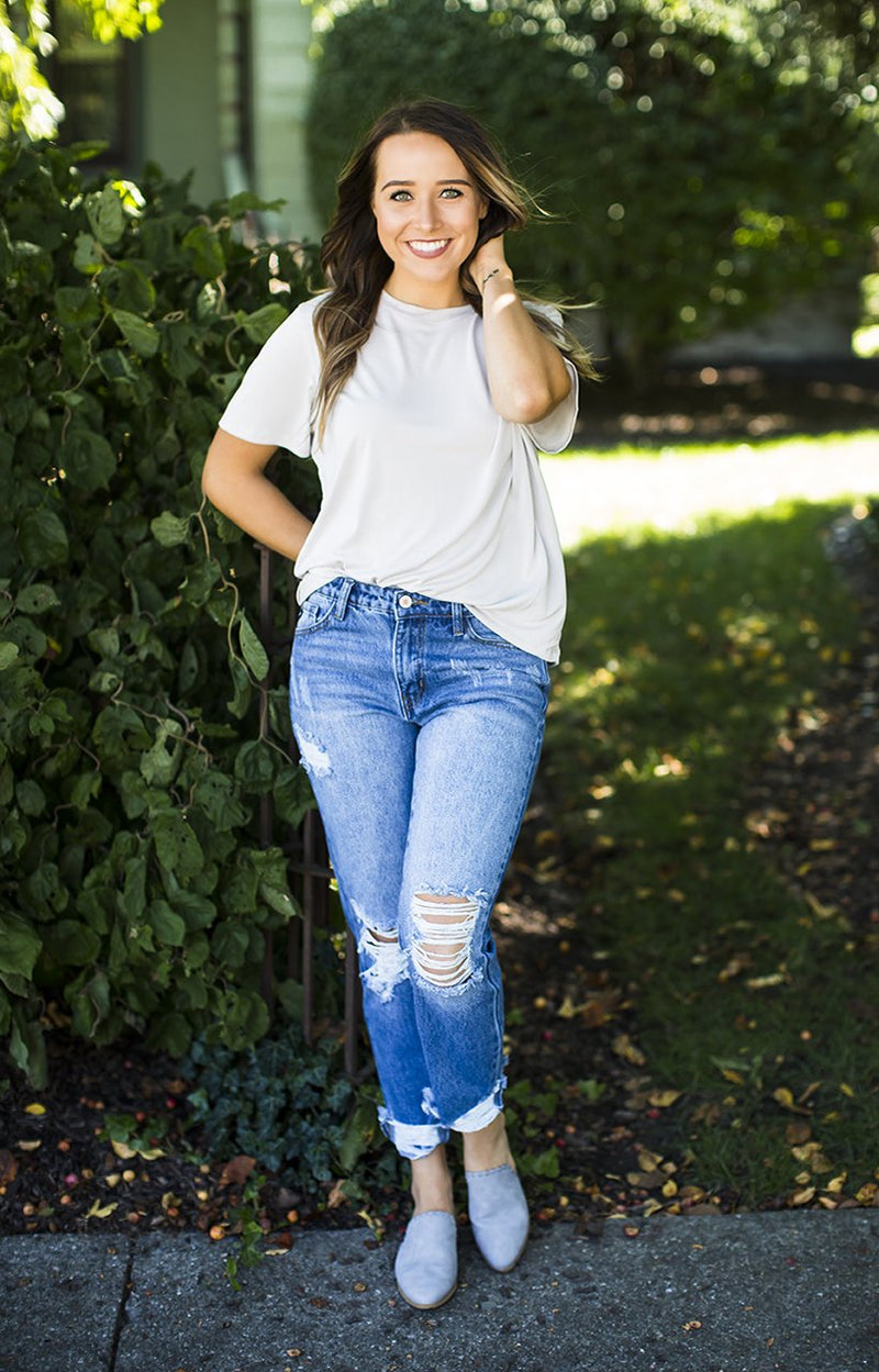 Alpaca Beige Round Neck Tee