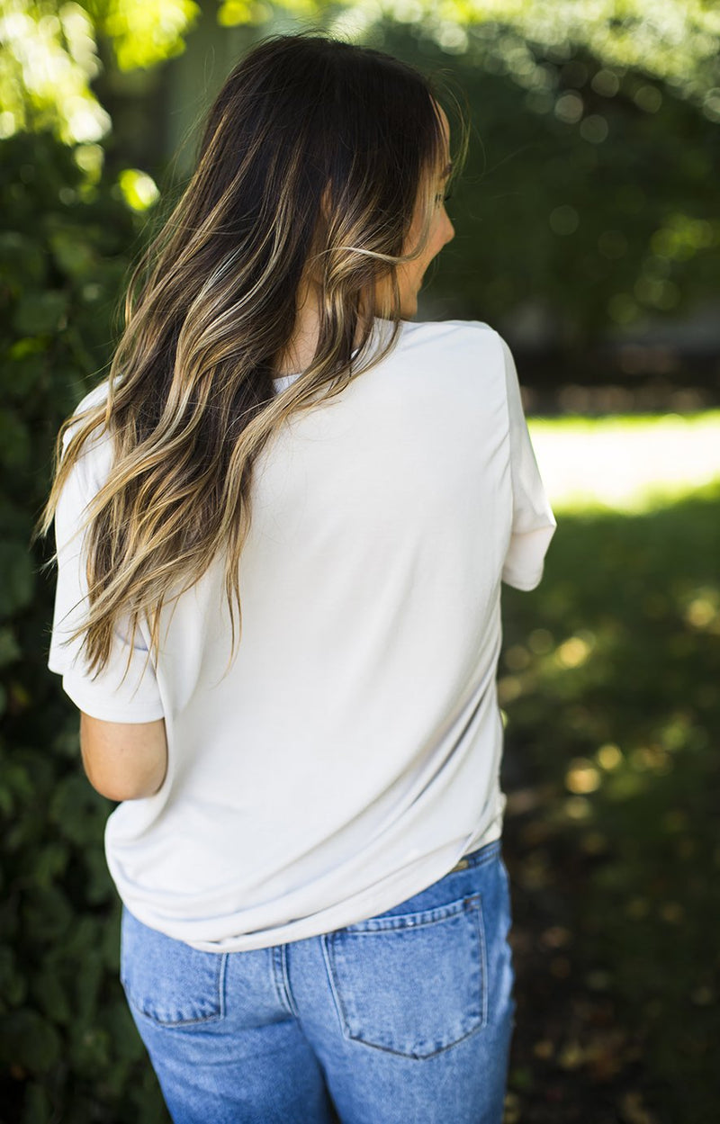 Alpaca Beige Round Neck Tee