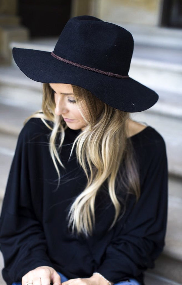 Black Braided Panama Hat